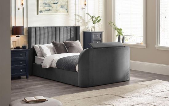 Clara Dark Grey Fabric Liftup Ottoman Tv Bed