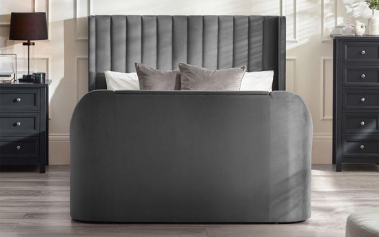 Clara Dark Grey Fabric Liftup Ottoman Tv Bed