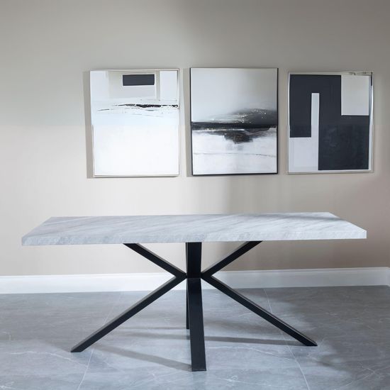 Ezra Grey Dining Set with Spider Legs - Ace Beige Fabric Swivel Dining Chair