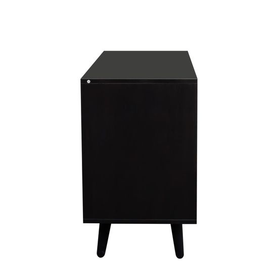 Clearance - Ferrero Black and Woven Rattan 1 Door Cabinet