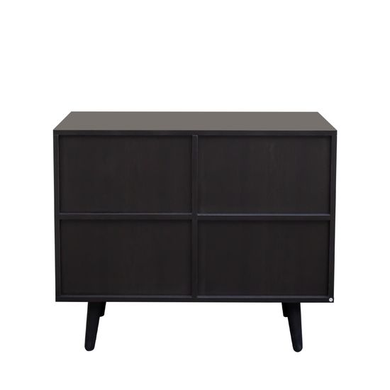 Clearance - Ferrero Black and Woven Rattan 1 Door Cabinet