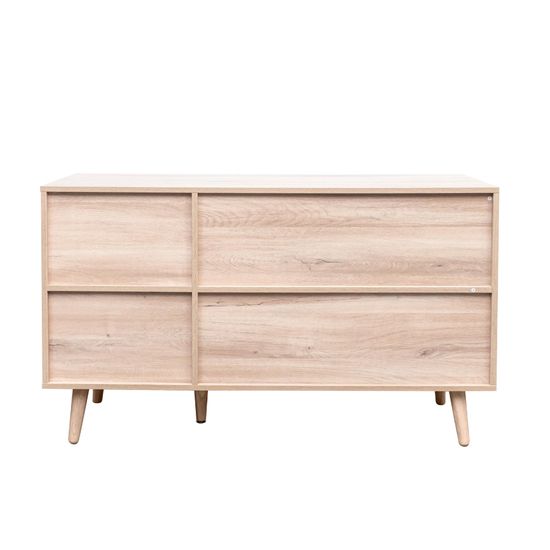 Clearance - Ferrero Natural and Woven Rattan 3 Door Medium Sideboard - 120cm