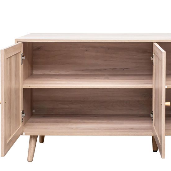 Clearance - Ferrero Natural and Woven Rattan 3 Door Medium Sideboard - 120cm