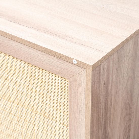 Clearance - Ferrero Natural and Woven Rattan 3 Door Medium Sideboard - 120cm
