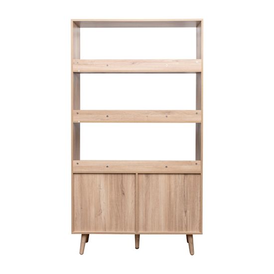 Clearance - Ferrero Natural and Woven Rattan Open Shelving Unit with Cupboard