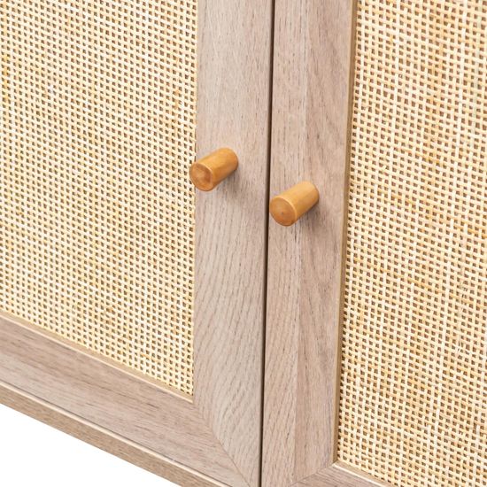 Clearance - Ferrero Natural and Woven Rattan Open Shelving Unit with Cupboard