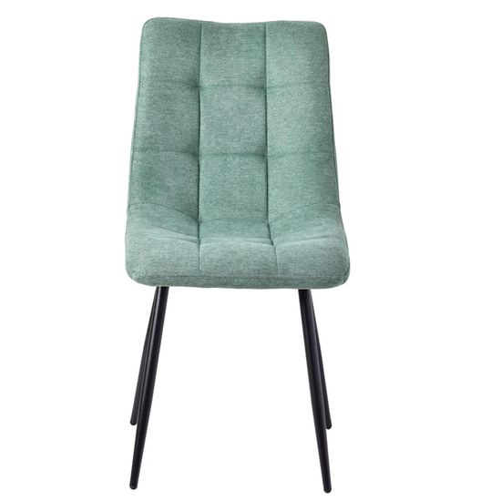 Merlin White Ceramic Dining Set - Corona Green Fabric Dining Chair