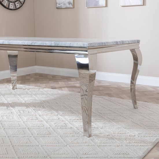 Louis Grey Marble and Chrome Dining Set - Jamison Beige Faux Leather Dining Chair