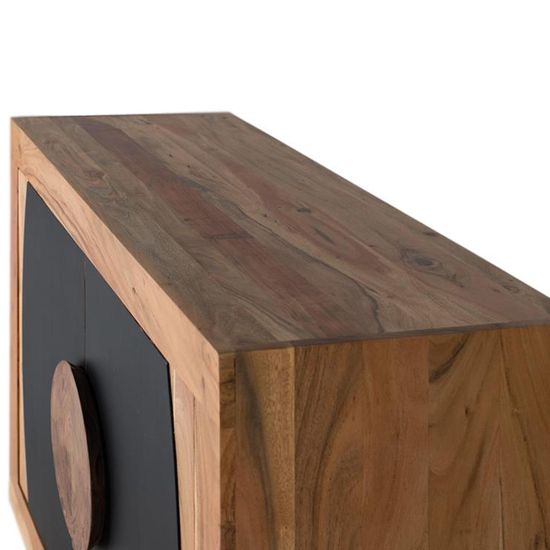 Braylee Natural and Black Acacia Wood 2 Door Small Sideboard - 110cm