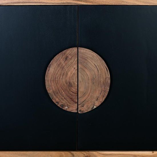 Braylee Natural and Black Acacia Wood 2 Door Small Sideboard - 110cm