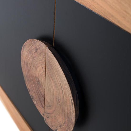 Braylee Natural and Black Acacia Wood 2 Door Small Sideboard - 110cm