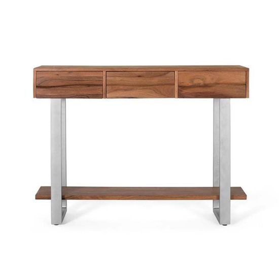 Monza Natural Acacia Wood 3 Drawer Console Table