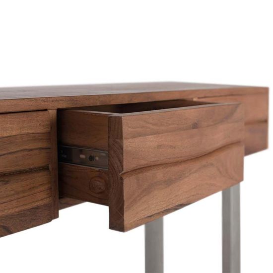 Monza Natural Acacia Wood 3 Drawer Console Table