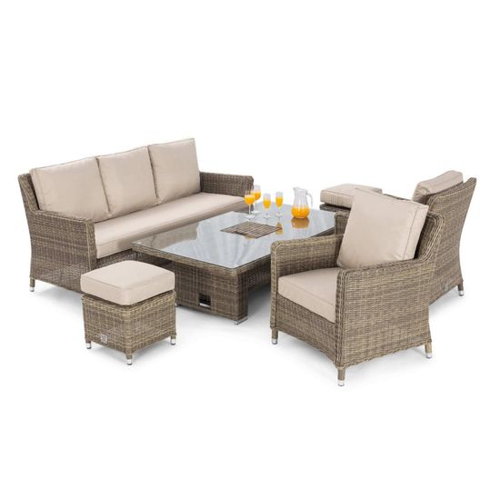 Maze Winchester Natural Rattan 6 Seater Rising Table with Ice Bucket Garden Dining Sofa Set