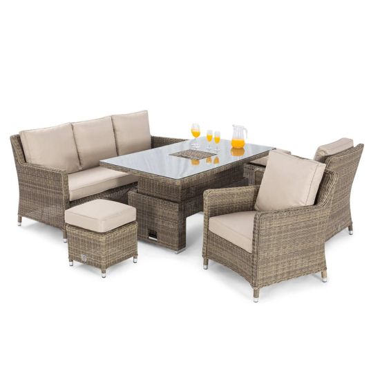 Maze Winchester Natural Rattan 6 Seater Rising Table with Ice Bucket Garden Dining Sofa Set