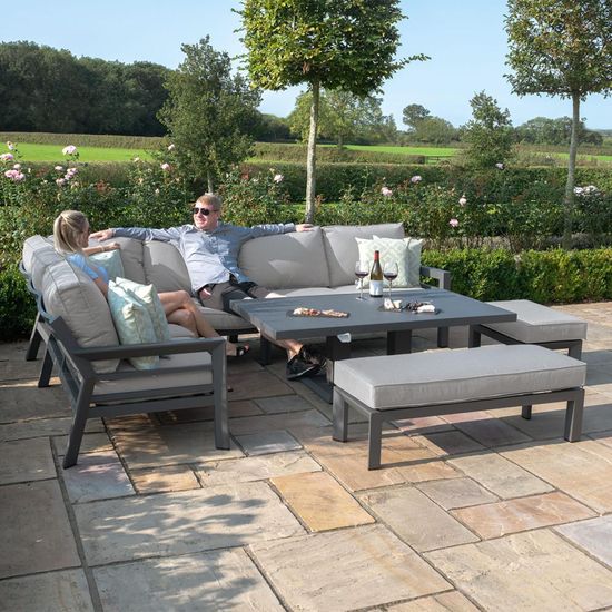 Maze New York Dove Grey Rising Table Corner Garden Dining Set