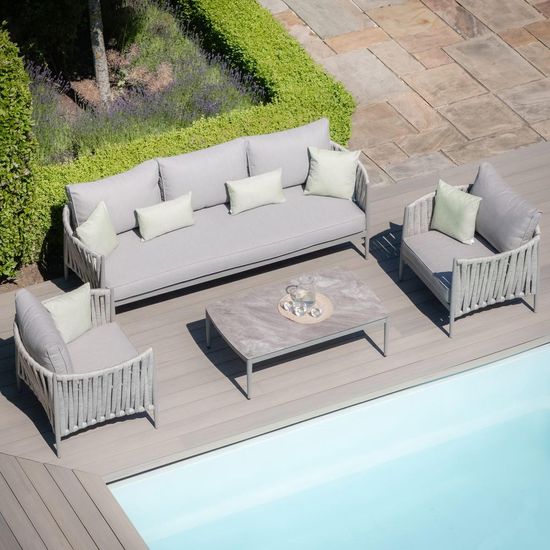 Maze Milan Cool Linen 3 Seater Garden Sofa Set