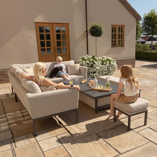 Maze Pulse Oatmeal Rising Table Corner Garden Dining Set - LH