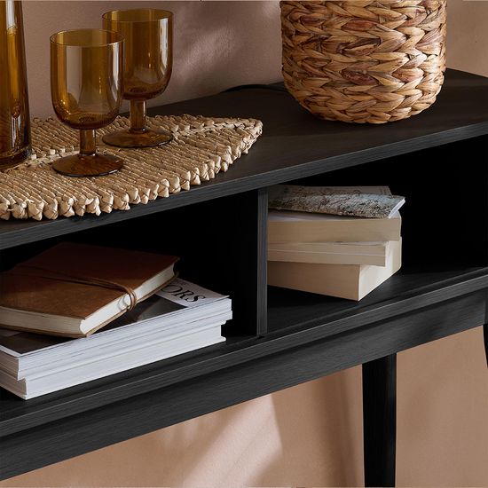 Axel Black Fluted Curved Console Table