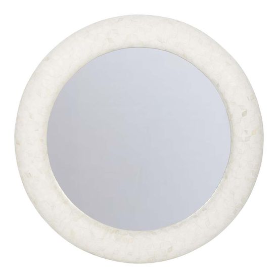 Libra Aspen White Bone Inlay Round Mirror
