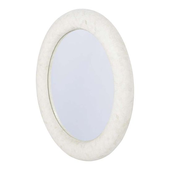 Libra Aspen White Bone Inlay Round Mirror