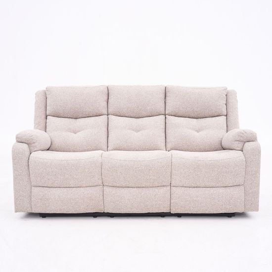Ellison Cream Fabric 3 Seater Manual Recliner Sofa