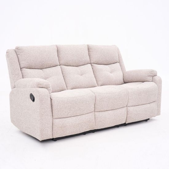 Ellison Cream Fabric 3 Seater Manual Recliner Sofa