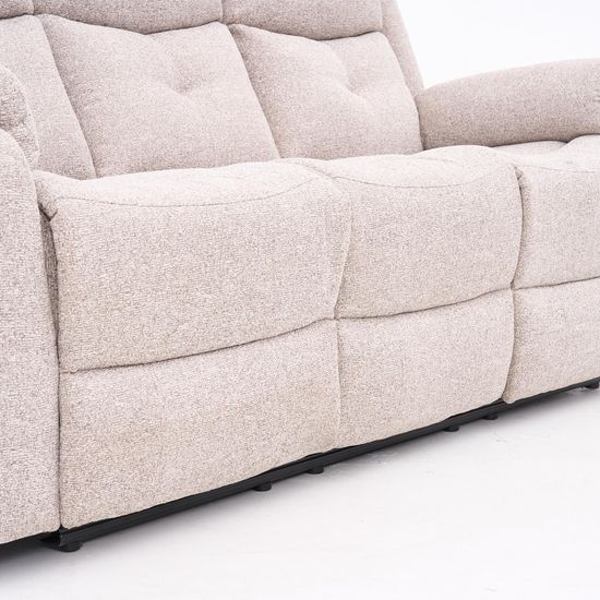 Ellison Cream Fabric 3 Seater Manual Recliner Sofa