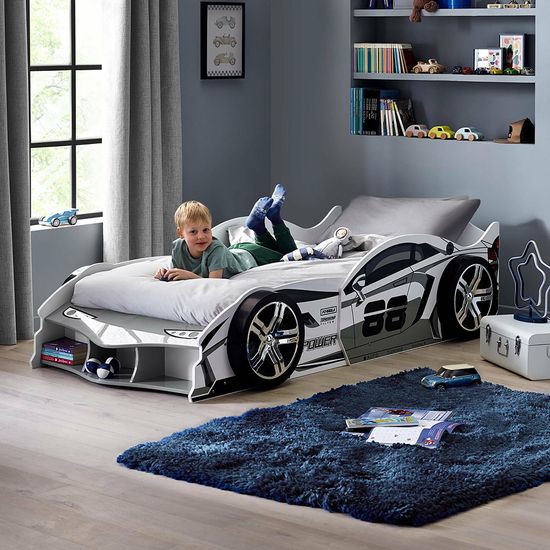 Storm Grey High Gloss Race Car Bed