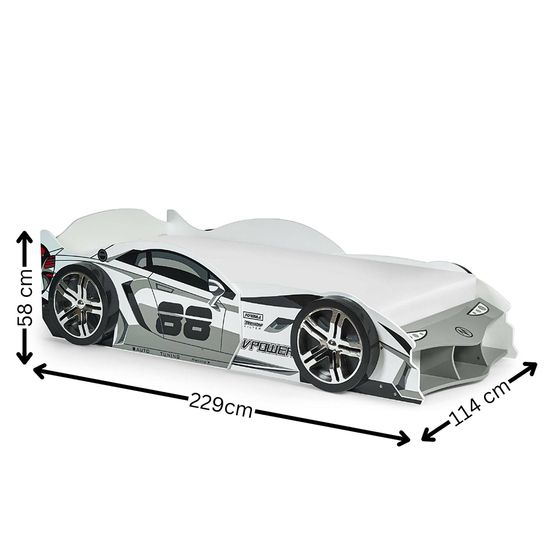 Storm Grey High Gloss Race Car Bed