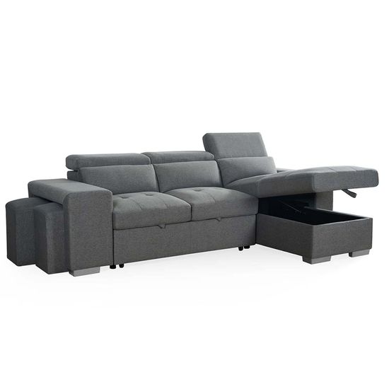 Artemis Grey Fabric Pull Out Universal Corner Sofabed