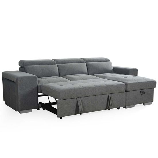 Artemis Grey Fabric Pull Out Universal Corner Sofabed