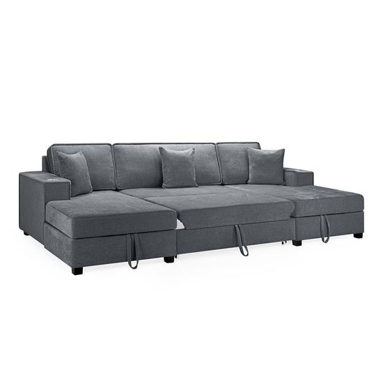 Milan Grey Fabric U Shape Sofabed