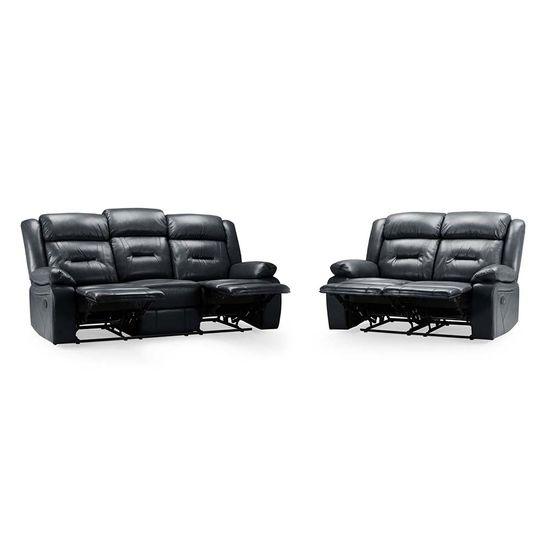 Novie Black Faux Leather 3+2 Seater Sofa Set