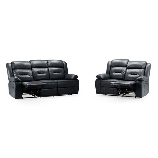 Novie Black Faux Leather 3+2 Seater Sofa Set