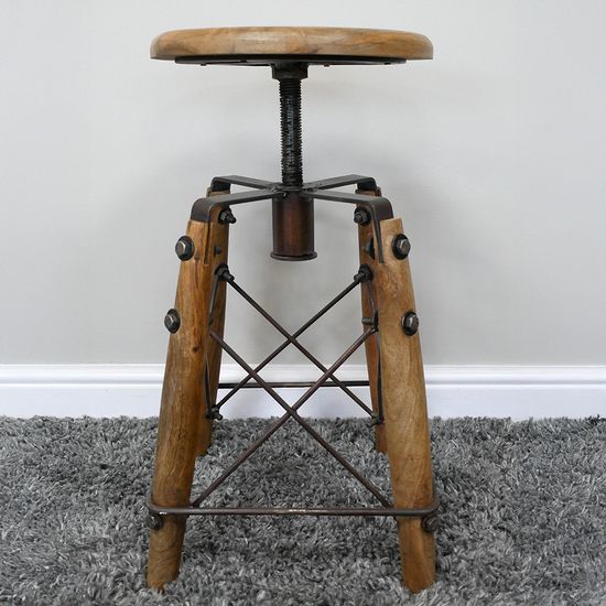 Dutch Industrial Style Adjustable Round Stool