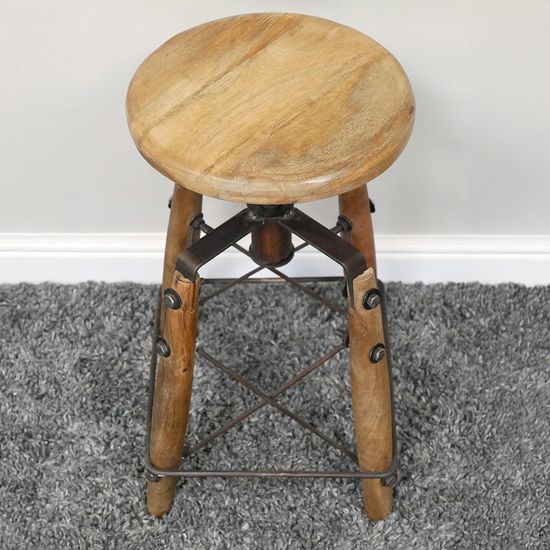 Dutch Industrial Style Adjustable Round Stool