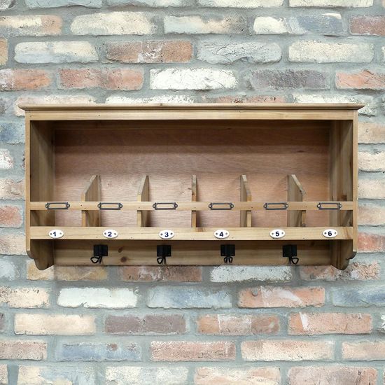 Dutch Wooden Wall Unit with Hooks