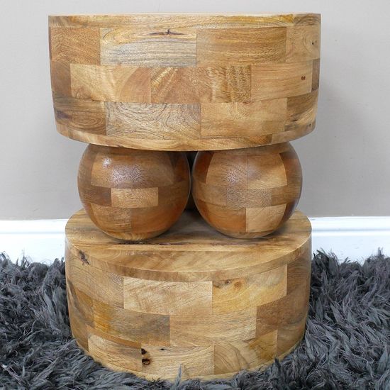 Dutch Mango Wood Small Round Side Table - 40cm