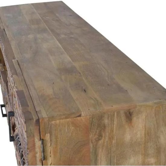 Omao Carved Mango Wood Storage Large TV Unit