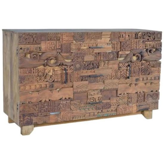 Omao Carved Mango Wood 2 Door Medium Sideboard - 150cm