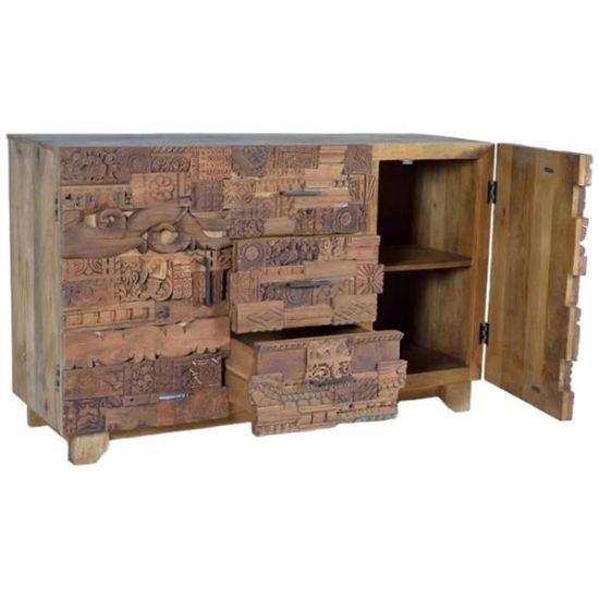 Omao Carved Mango Wood 2 Door Medium Sideboard - 150cm