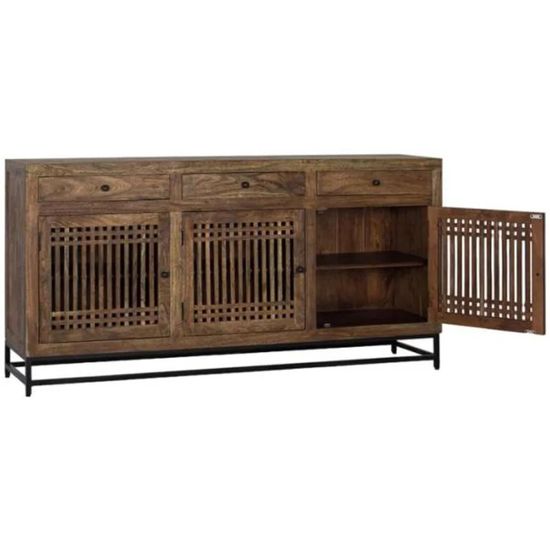Uvalda Acacia Wood Slatted 3 Door Extra Large Sideboard - 180cm