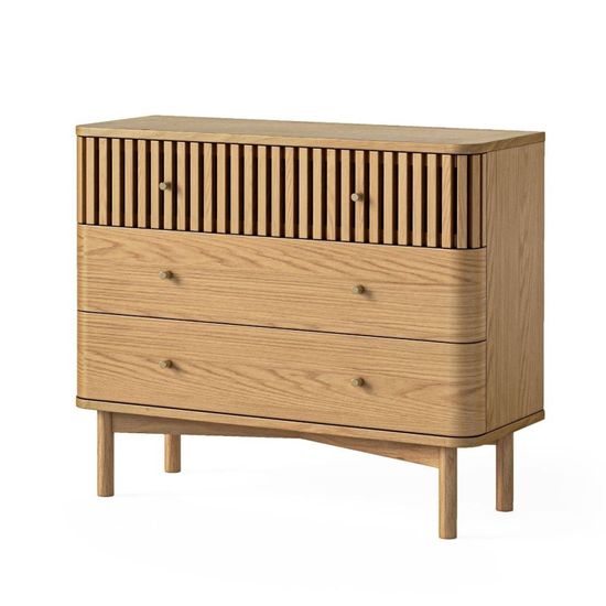 Soho Oak 3 Drawer Slatted Chest