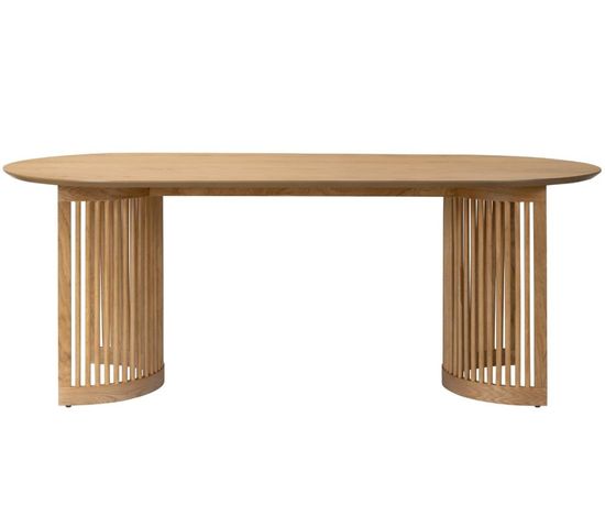 Soho Oak 8 Seater Oval Dining Table with Slatted Base - 200cm