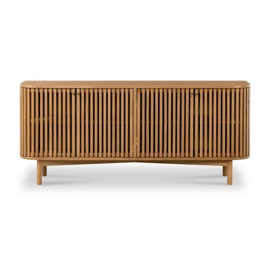 Soho Oak 4 Door Slatted Large Sideboard