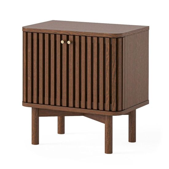 Soho Dark Oak 2 Door Slatted Bedside Table