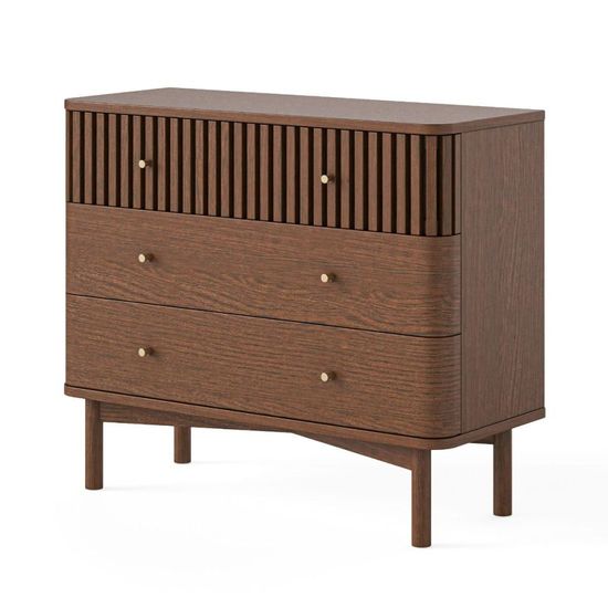 Soho Dark Oak 3 Drawer Slatted Chest