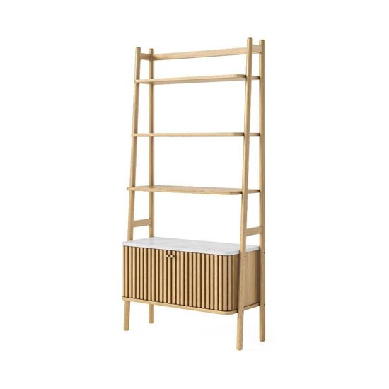 Soho Oak 2 Door Slatted Bookcase - White Marble Top