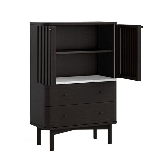 Soho Black 2 Door Slatted Shoe Cabinet